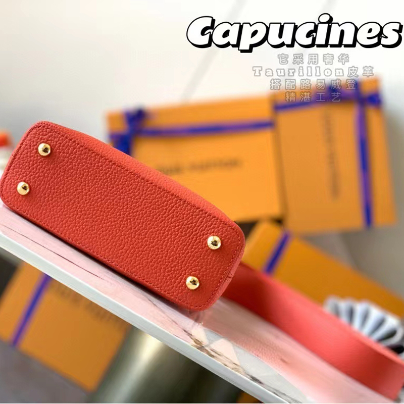 Louis Vuitton CAPUCINES MINI Taurillon Leather Bag N80007 Cornaline Orange